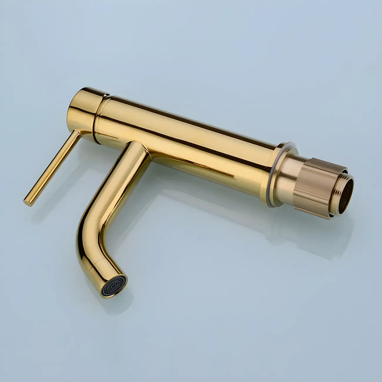 Luxurious Brushed Gold Bathroom Sink Faucet with Single Handle Image - 7