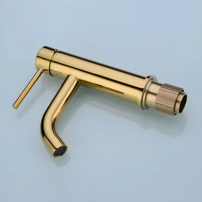Luxurious Brushed Gold Bathroom Sink Faucet with Single Handle Image - 7