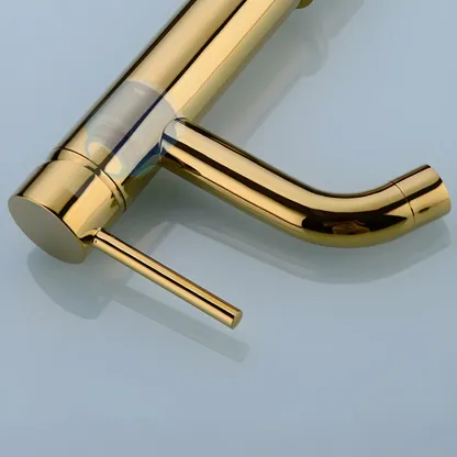 Luxurious Brushed Gold Bathroom Sink Faucet with Single Handle Image - 8