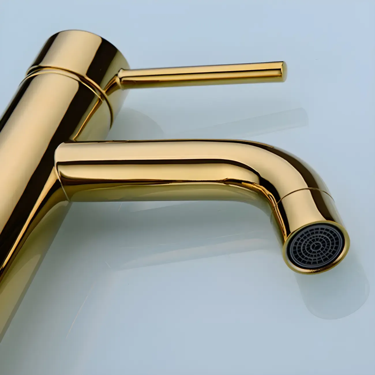 Luxurious Brushed Gold Bathroom Sink Faucet with Single Handle Image - 10