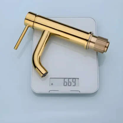 Luxurious Brushed Gold Bathroom Sink Faucet with Single Handle Image - 11