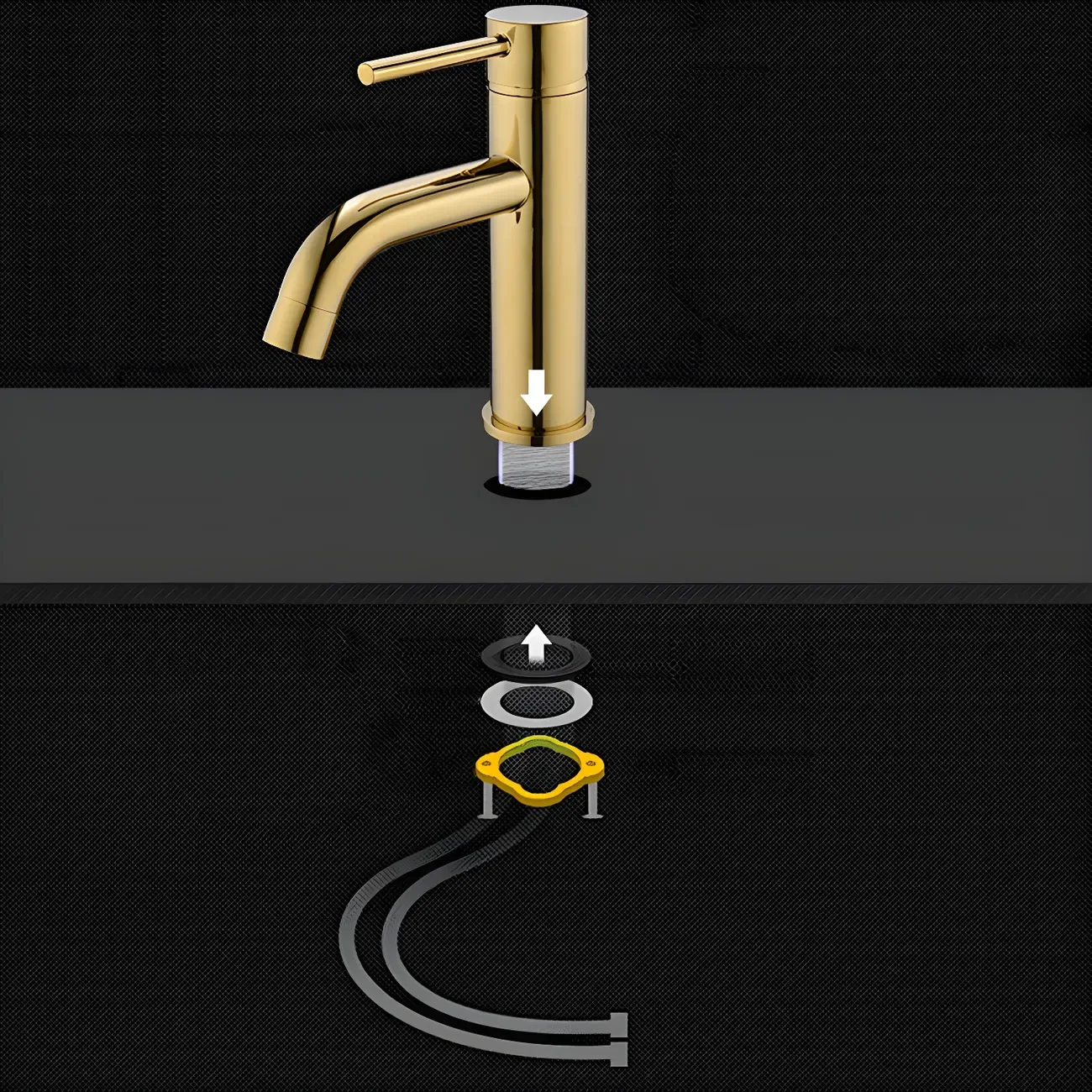 Luxurious Brushed Gold Bathroom Sink Faucet with Single Handle Image - 13