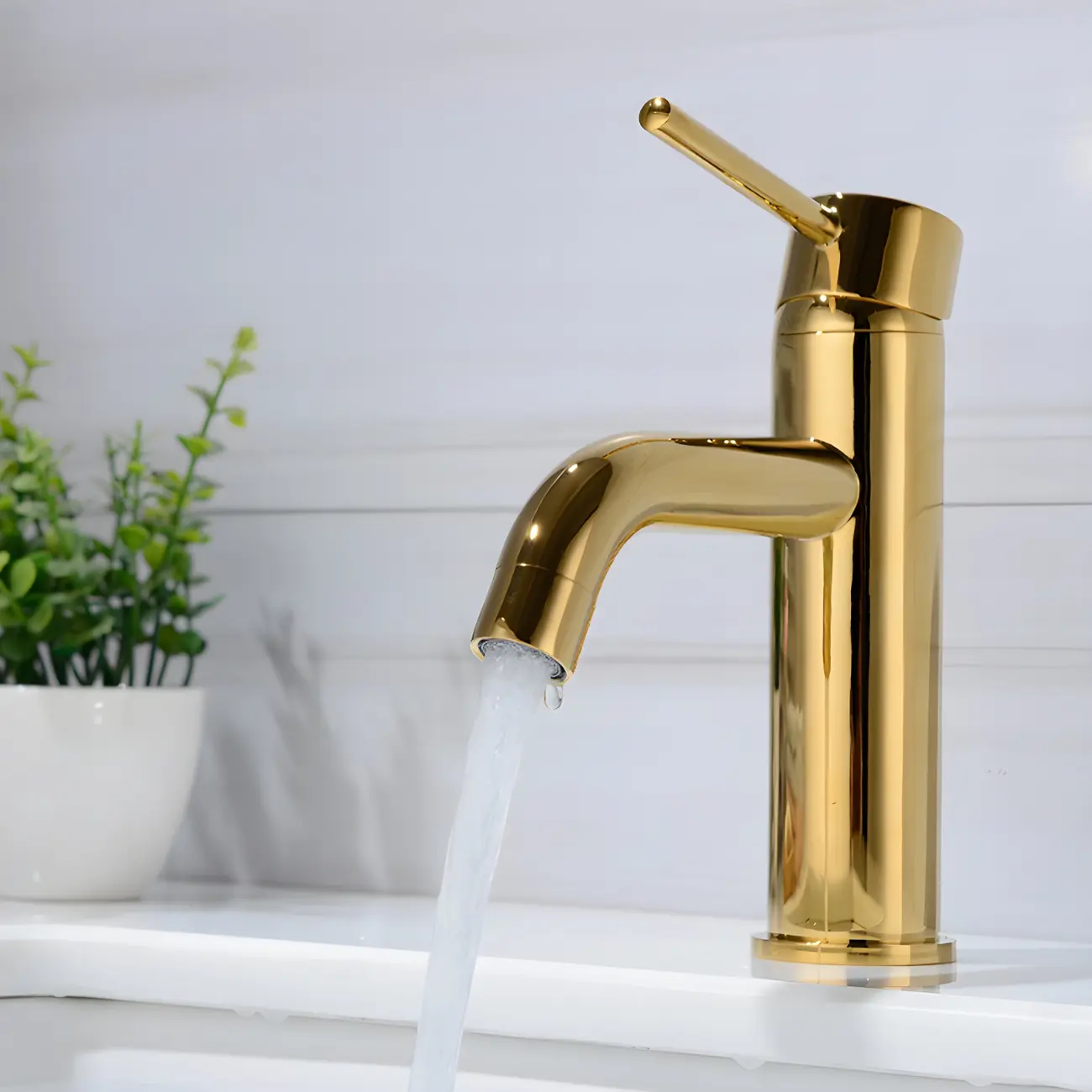 Luxurious Brushed Gold Bathroom Sink Faucet with Single Handle Image - 16 | homeyfad