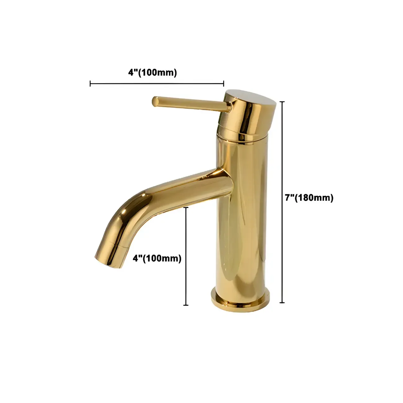 Luxurious Brushed Gold Bathroom Sink Faucet with Single Handle #size