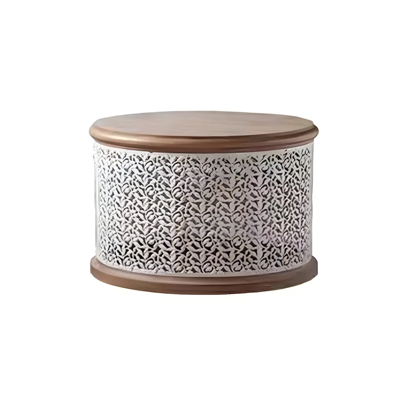 Natural Sophisticated Hollowed French Round Wood Coffee Table Image - 9 | homeyfad