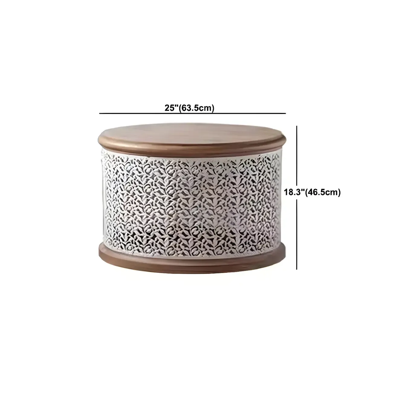 Natural Sophisticated Hollowed French Round Wood Coffee Table Image - 12