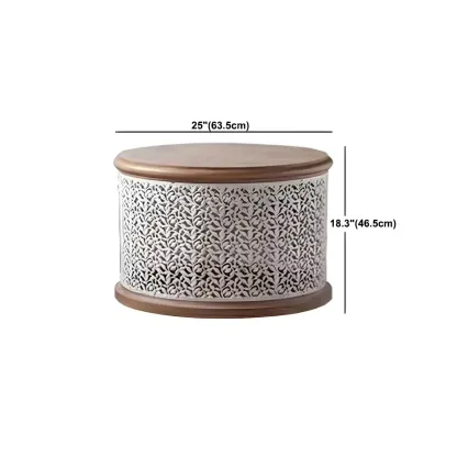 Natural Sophisticated Hollowed French Round Wood Coffee Table Image - 12