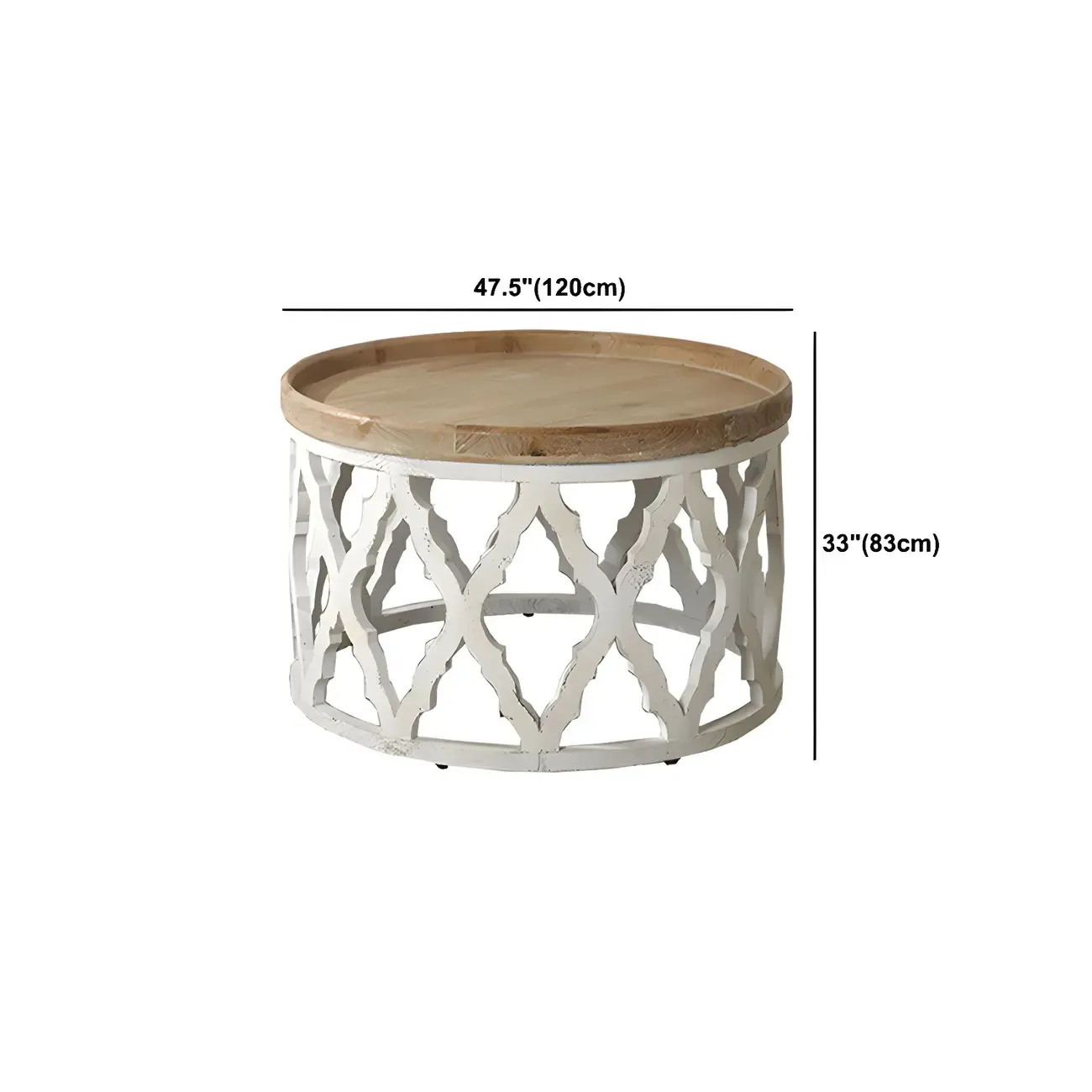 French Country Drum Intricate Carved Round Wood Coffee Table Image - 19