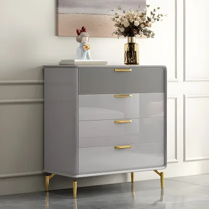 Elegant Grey Wooden Double Dresser with Soft-Close Drawers Image - 2