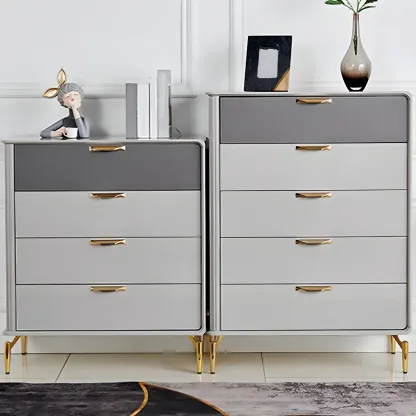 Elegant Grey Wooden Double Dresser with Soft-Close Drawers Image - 6