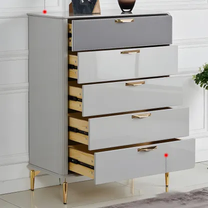 Elegant Grey Wooden Double Dresser with Soft-Close Drawers Image - 8