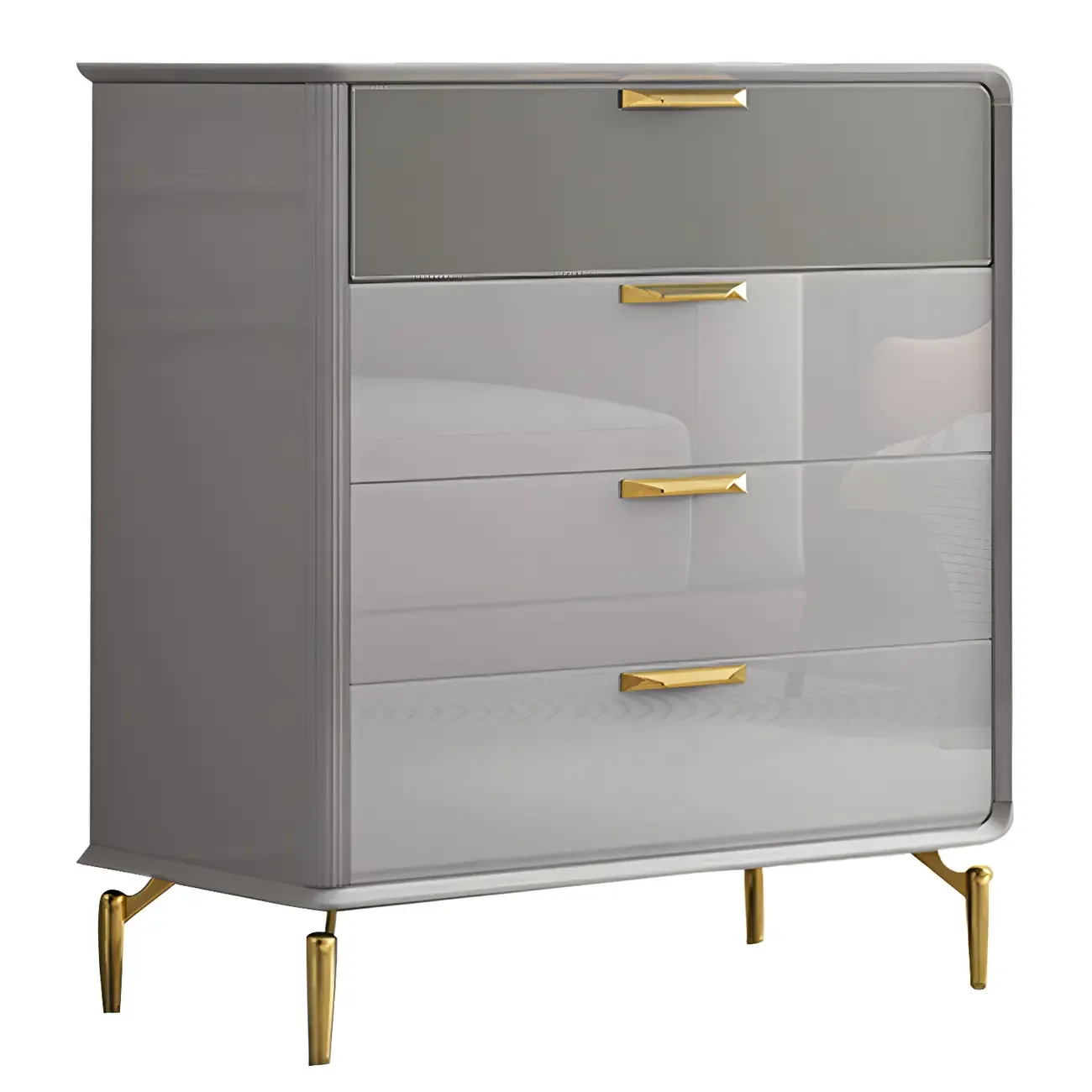 Elegant Grey Wooden Double Dresser with Soft-Close Drawers Image - 9