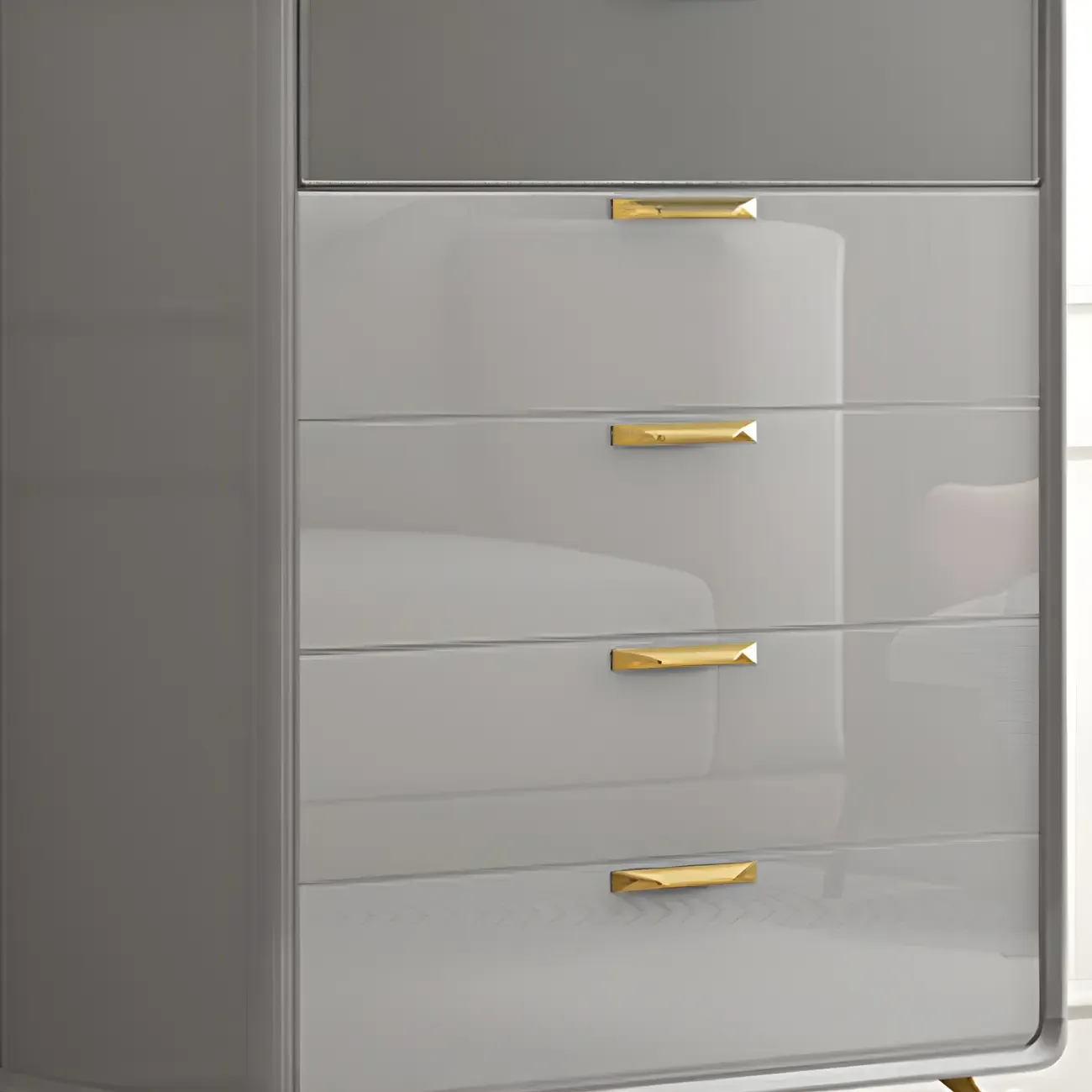 Elegant Grey Wooden Double Dresser with Soft-Close Drawers Image - 10