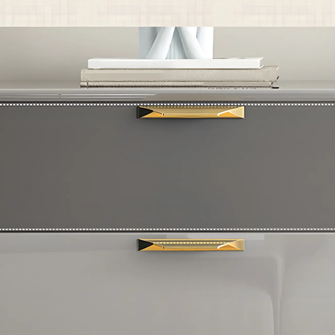 Elegant Grey Wooden Double Dresser with Soft-Close Drawers Image - 12 | homeyfad