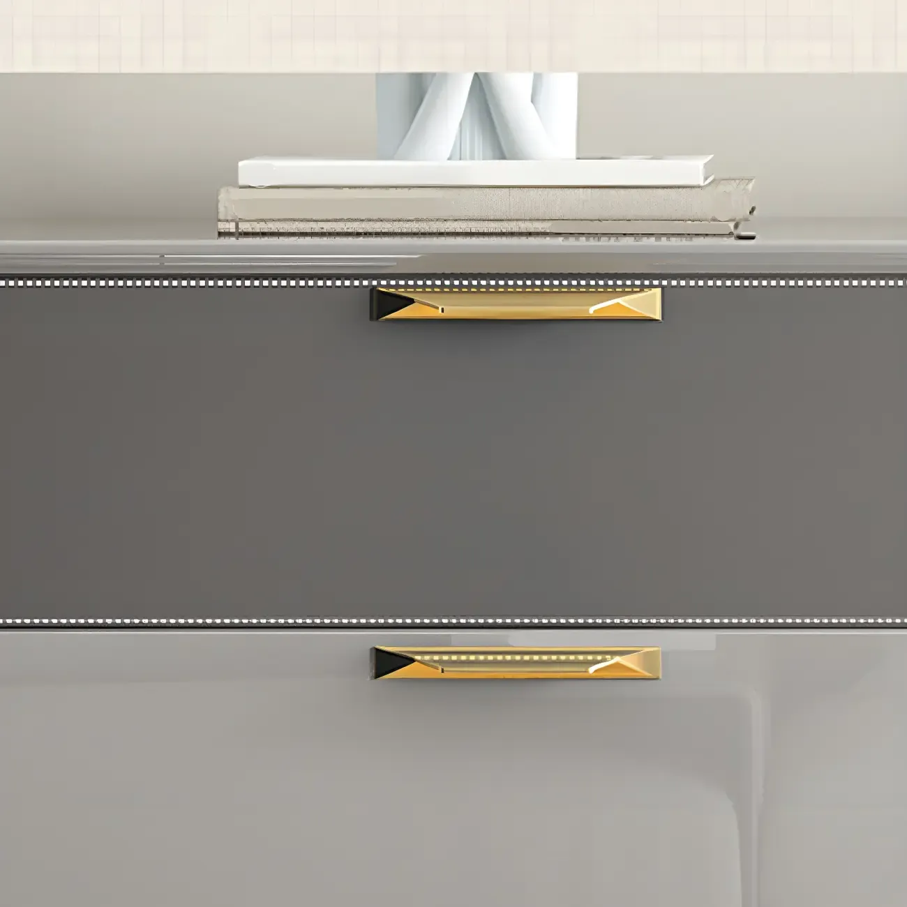 Elegant Grey Wooden Double Dresser with Soft-Close Drawers Image - 12