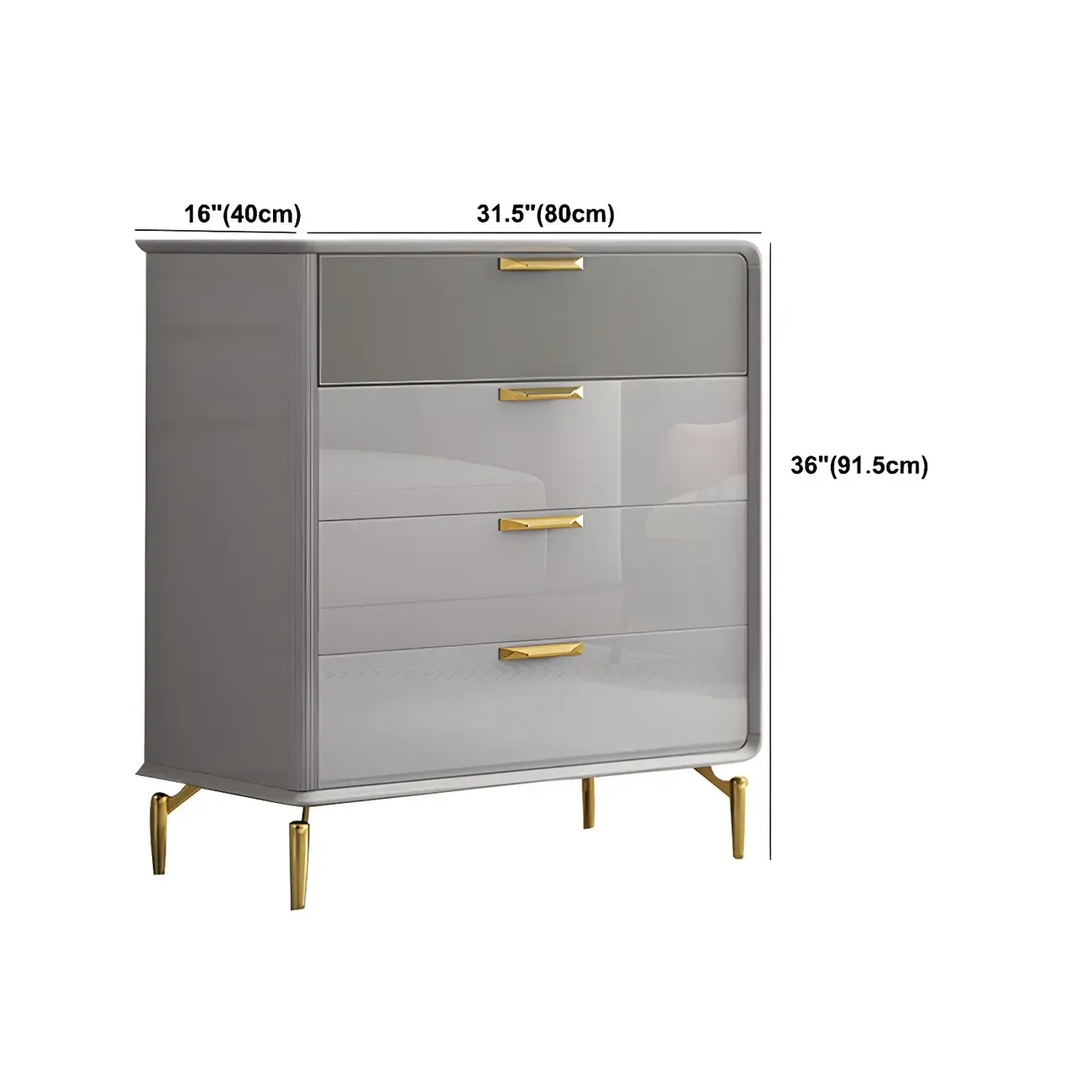 Elegant Grey Wooden Double Dresser with Soft-Close Drawers #size