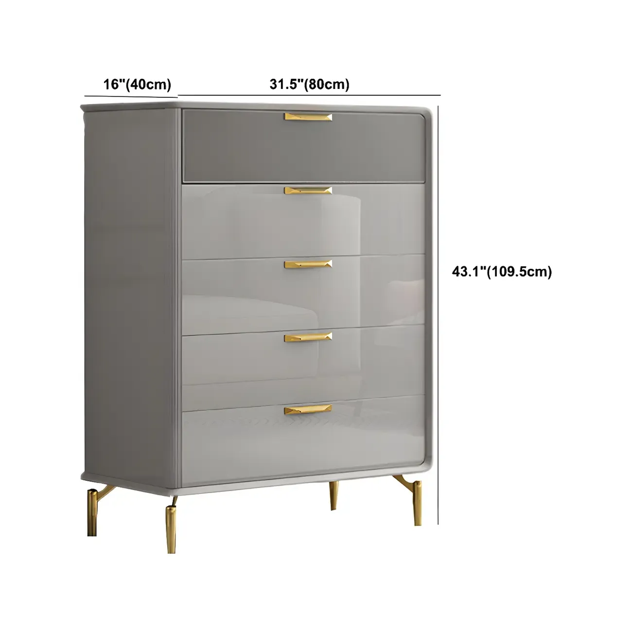 Elegant Grey Wooden Double Dresser with Soft-Close Drawers Image - 15