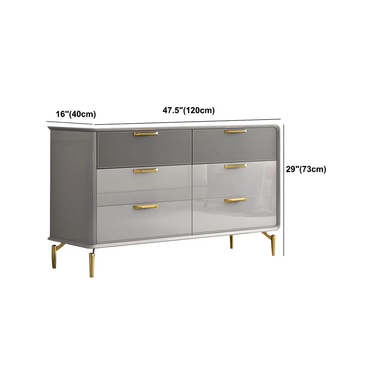 Elegant Grey Wooden Double Dresser with Soft-Close Drawers Image - 16