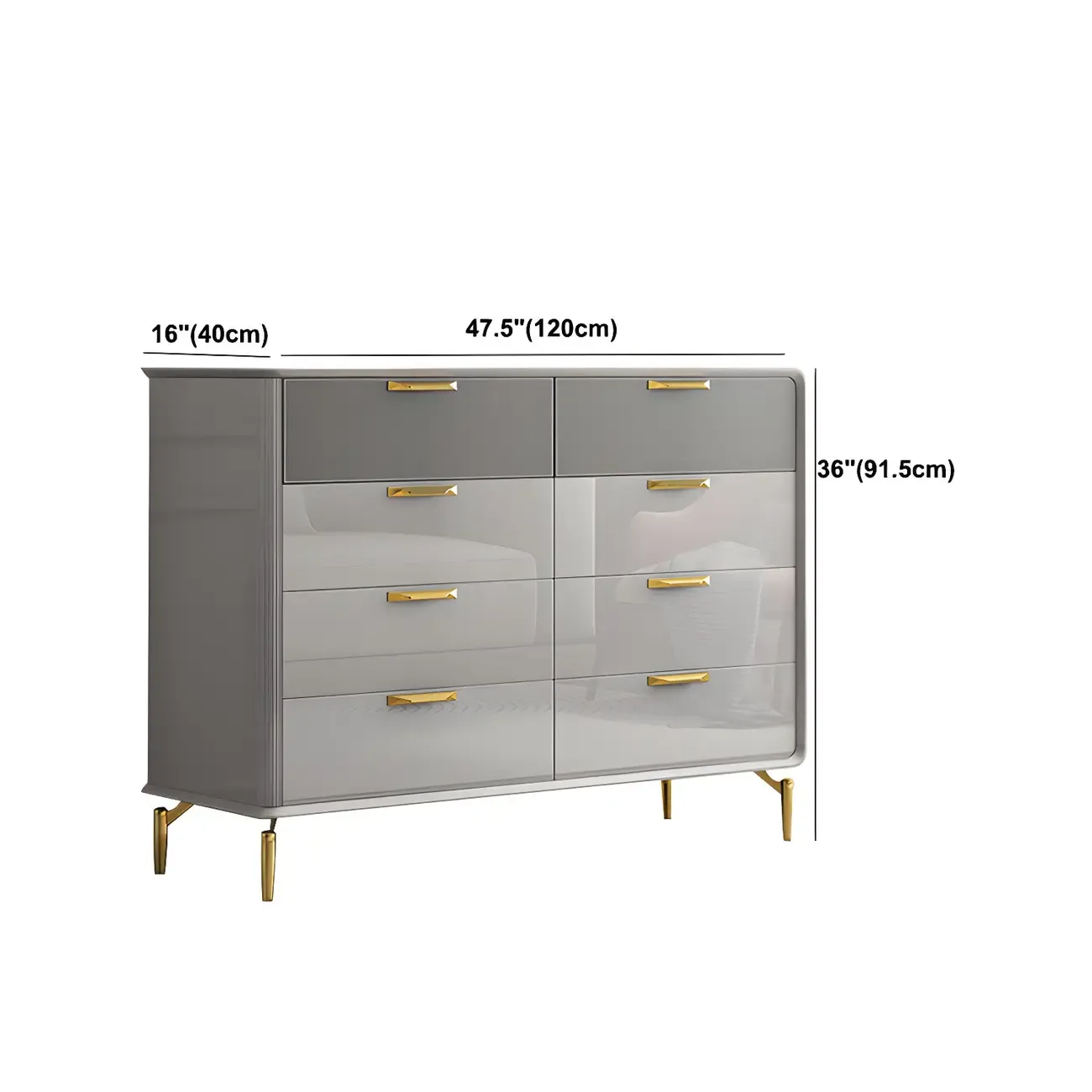 Elegant Grey Wooden Double Dresser with Soft-Close Drawers Image - 17