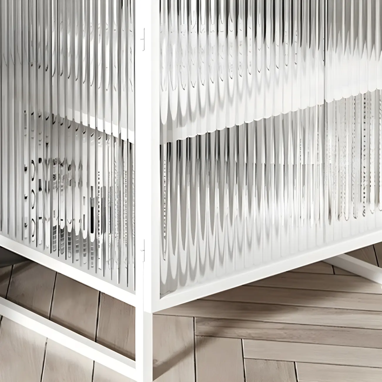 Black 2-Tier Ribbed Glass Metal Bedroom Nightstand Image - 7 | homeyfad