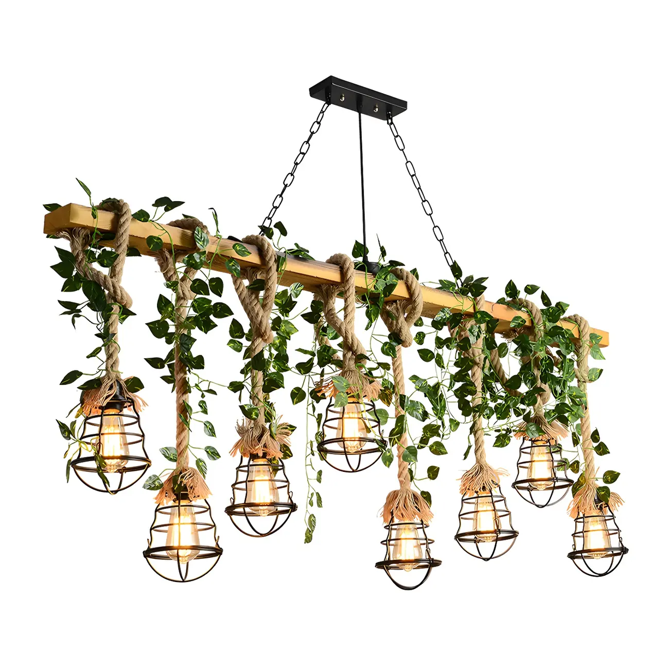 Industrial	Caged-Shaped Rope Chandelier for Kitchen Image - 7 | homeyfad