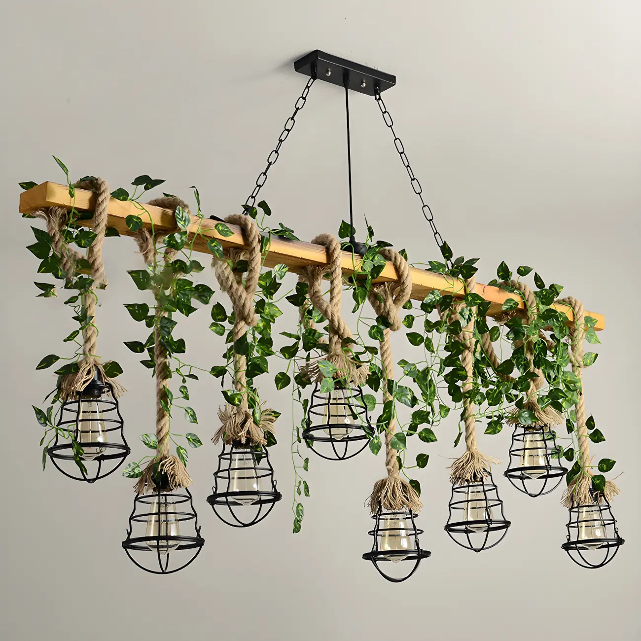 Industrial	Caged-Shaped Rope Chandelier for Kitchen Image - 13 | homeyfad