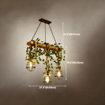 Industrial	Caged-Shaped Rope Chandelier for Kitchen #size