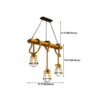 Industrial	Caged-Shaped Rope Chandelier for Kitchen Image - 20