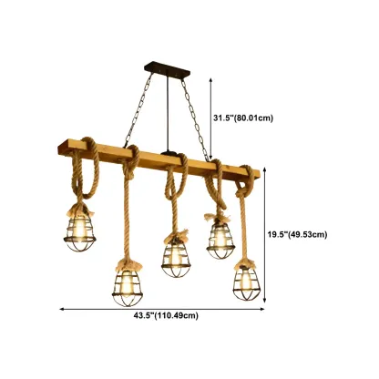 Industrial	Caged-Shaped Rope Chandelier for Kitchen Image - 21