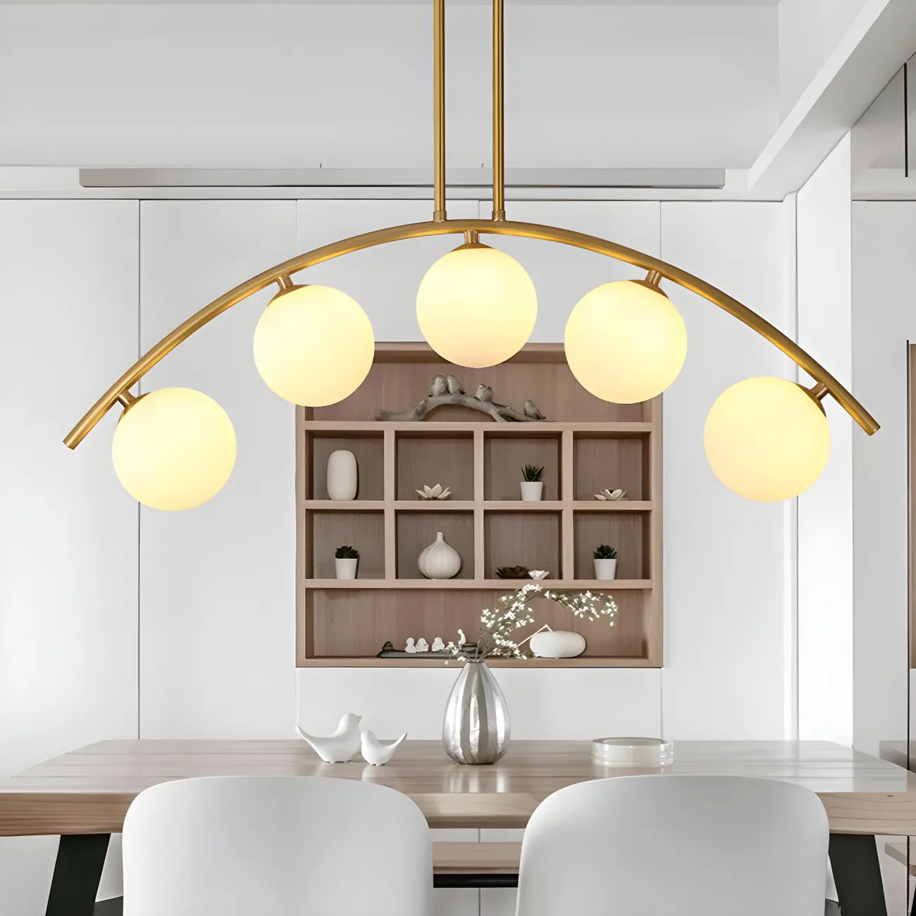 Trendy Modern Gold Arc Multi-Light Island Pendant Image - 6 | homeyfad