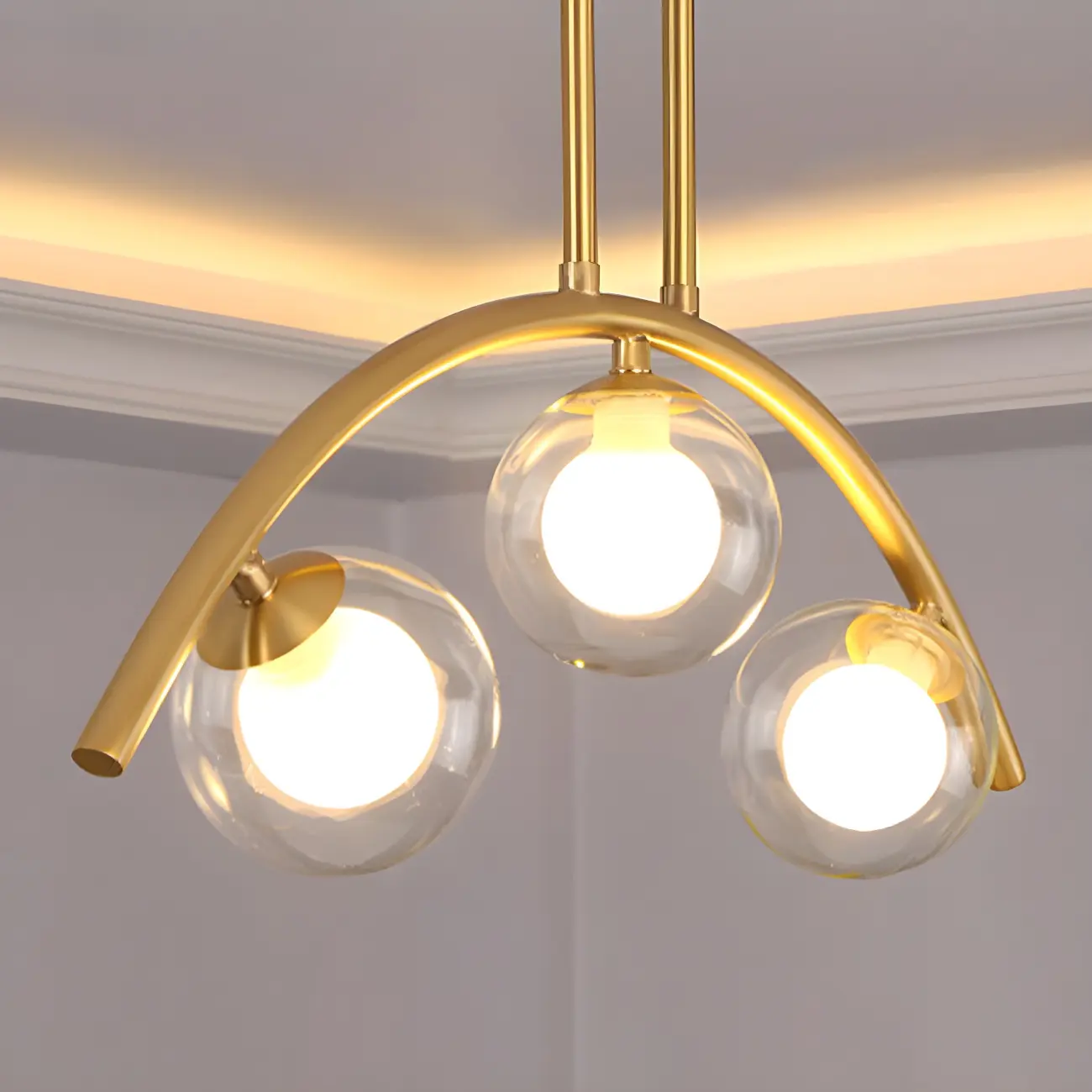 Trendy Modern Gold Arc Multi-Light Island Pendant Image - 9 | homeyfad