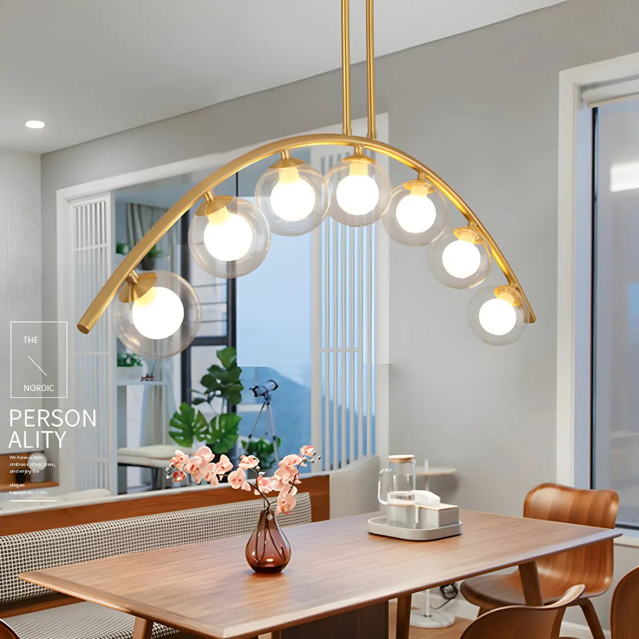 Trendy Modern Gold Arc Multi-Light Island Pendant Image - 20 | homeyfad
