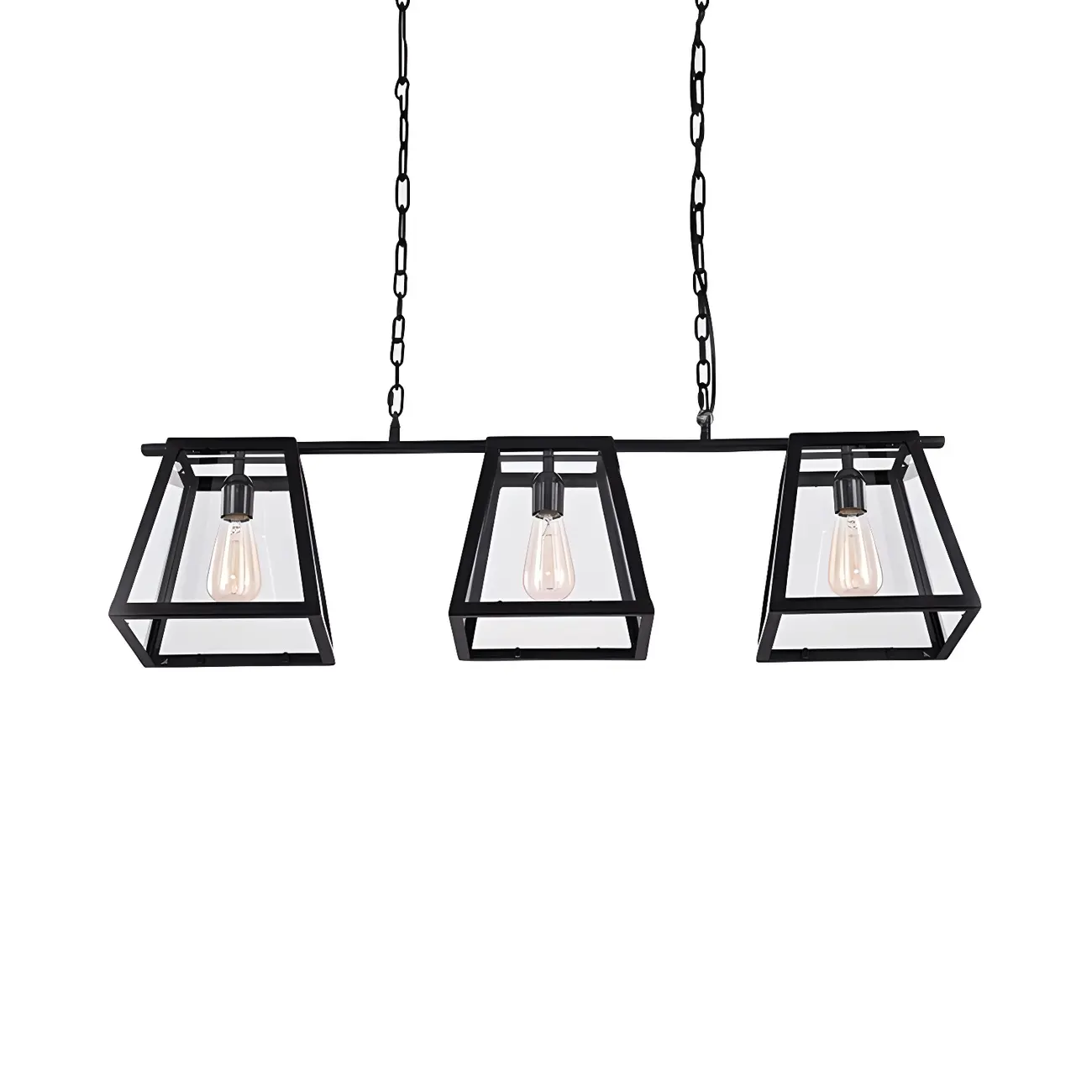 Industrial Black Metal 3-Light Pyramid Island Pendant Light Image - 4 | homeyfad