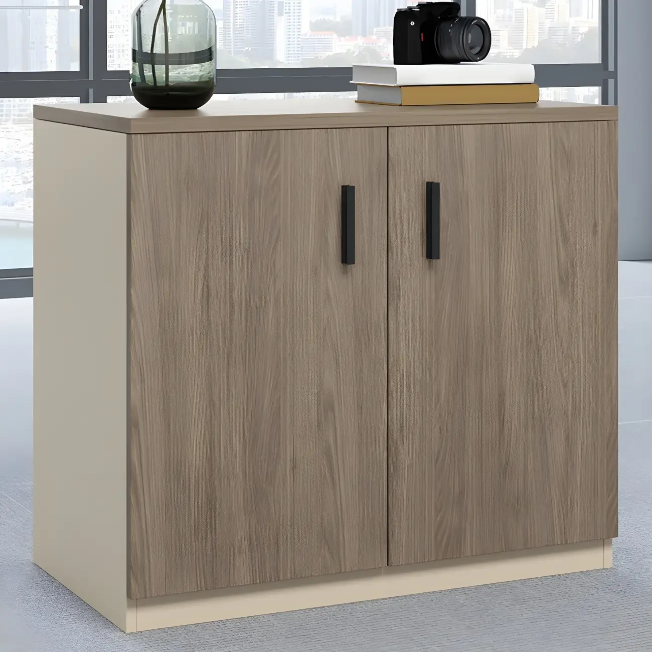 Durable Wooden Lateral Filing Cabinet with Lock for Office Use Image - 4