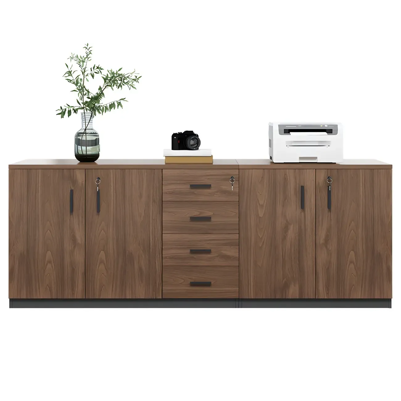 Durable Wooden Lateral Filing Cabinet with Lock for Office Use Image - 5