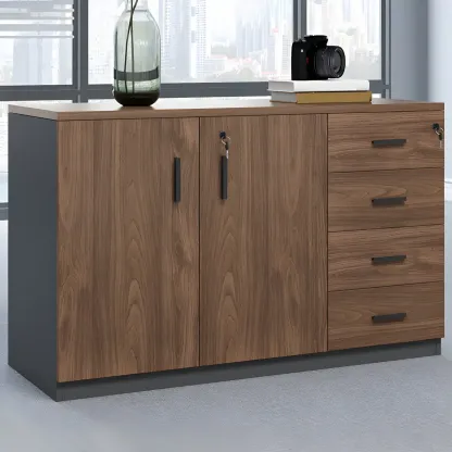 Durable Wooden Lateral Filing Cabinet with Lock for Office Use Image - 7