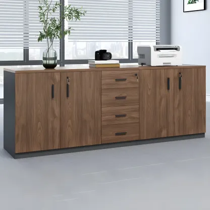 Durable Wooden Lateral Filing Cabinet with Lock for Office Use Image - 8