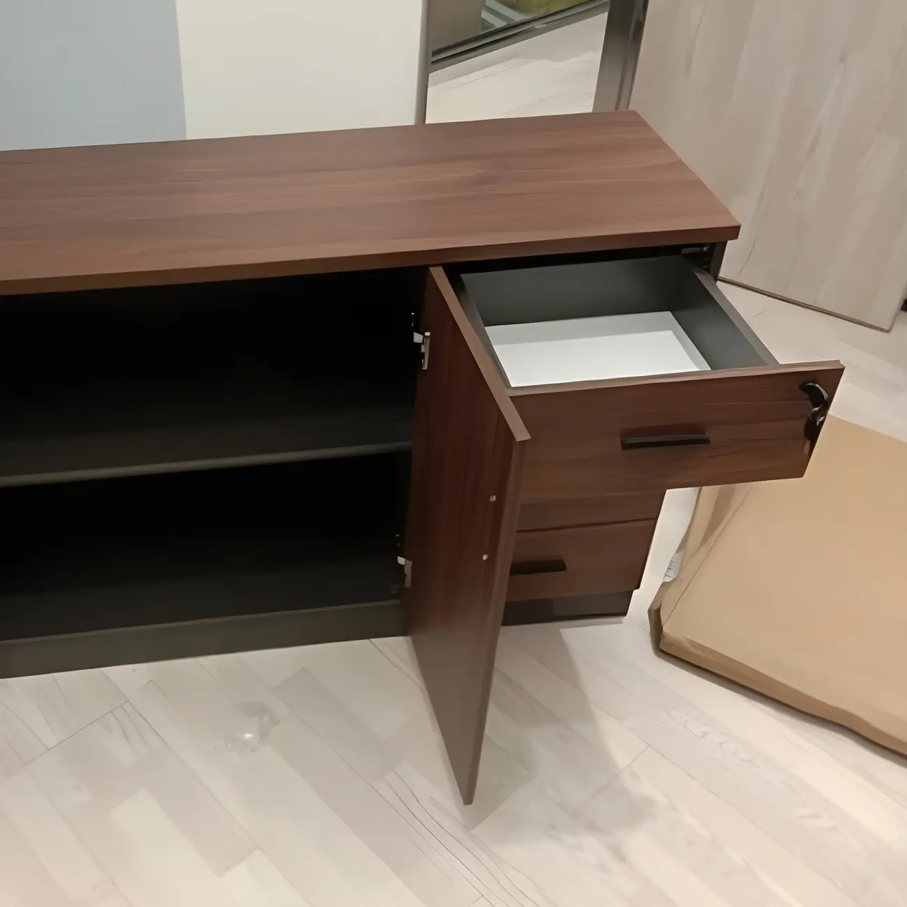 Durable Wooden Lateral Filing Cabinet with Lock for Office Use Image - 12 | homeyfad
