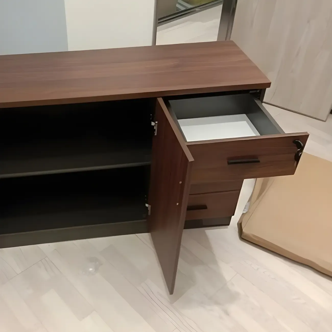 Durable Wooden Lateral Filing Cabinet with Lock for Office Use Image - 12