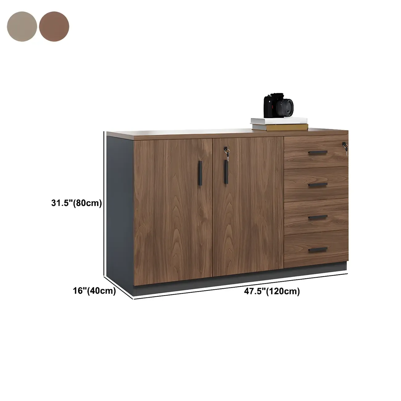 Durable Wooden Lateral Filing Cabinet with Lock for Office Use Image - 15