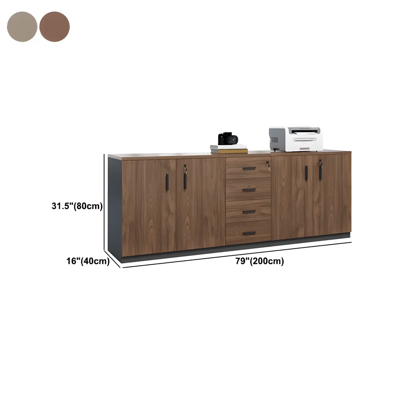 Durable Wooden Lateral Filing Cabinet with Lock for Office Use Image - 16