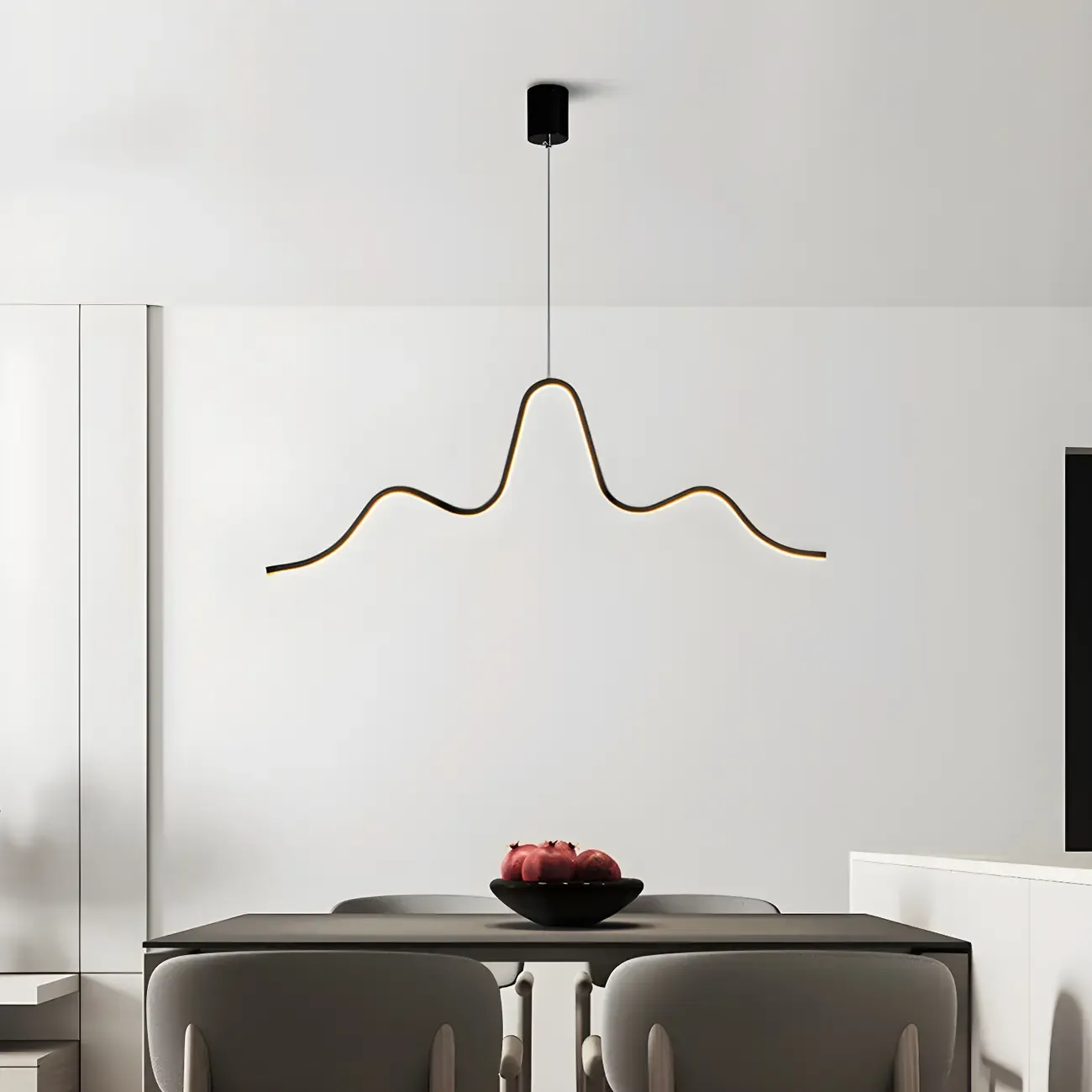 Artistic Black Linear Adjustable Island Pendant Light Image - 3