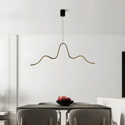 Artistic Black Linear Adjustable Island Pendant Light Image - 3