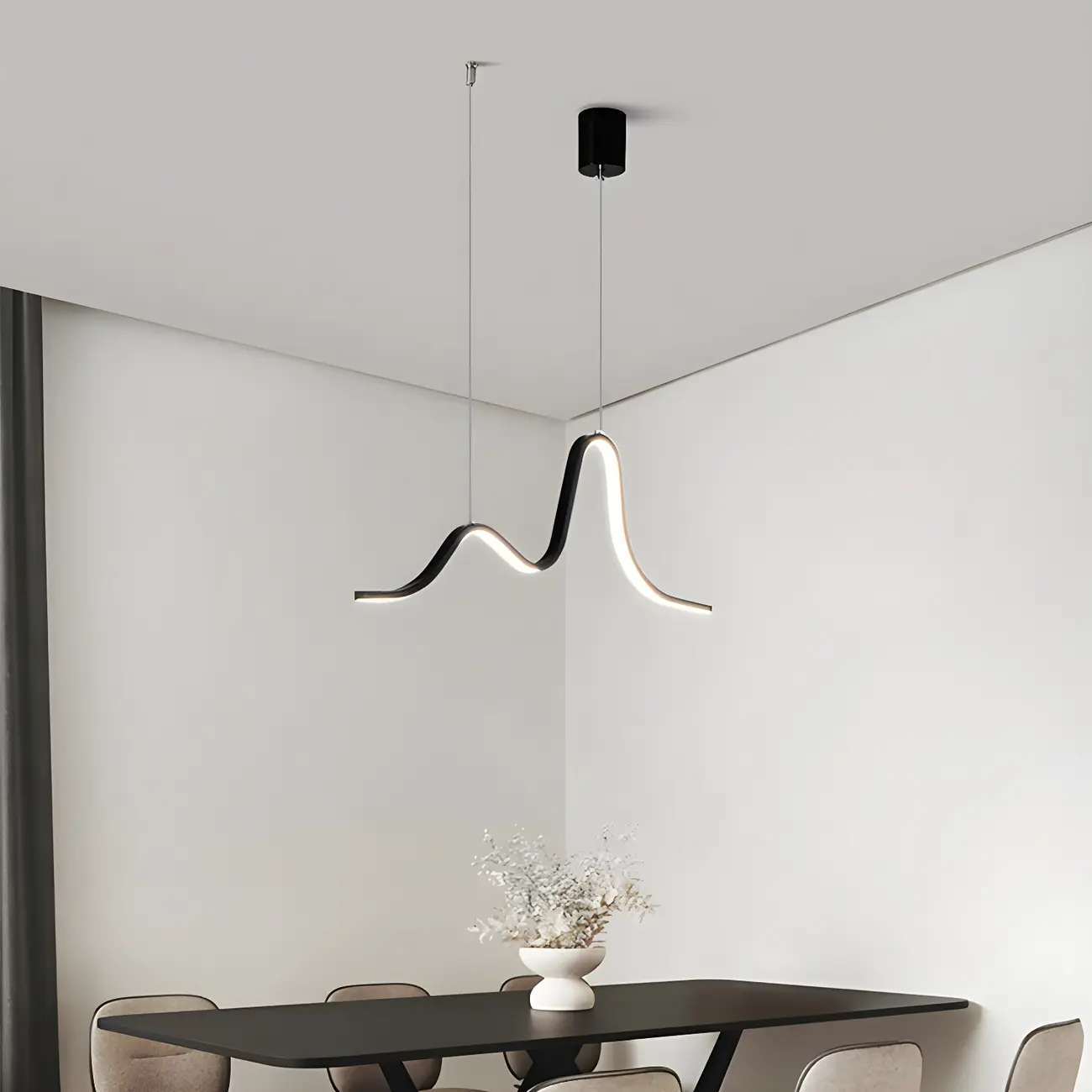 Artistic Black Linear Adjustable Island Pendant Light Image - 4 | homeyfad