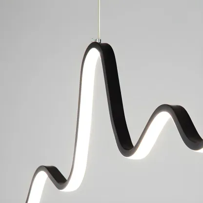 Artistic Black Linear Adjustable Island Pendant Light Image - 5