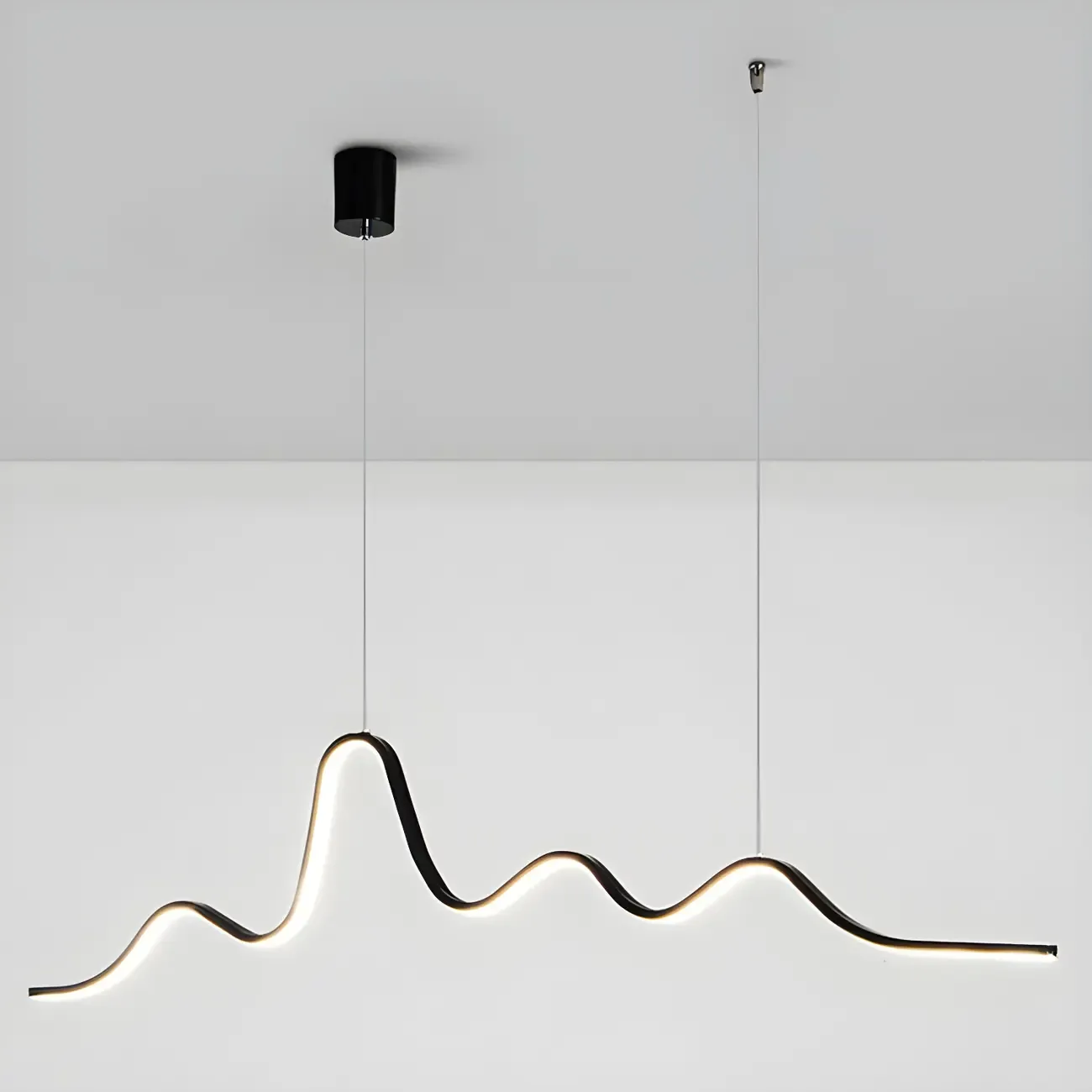 Artistic Black Linear Adjustable Island Pendant Light Image - 9