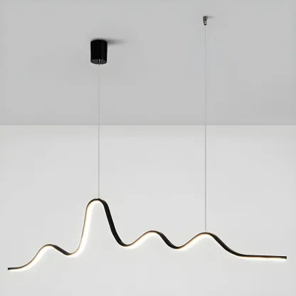 Artistic Black Linear Adjustable Island Pendant Light Image - 9