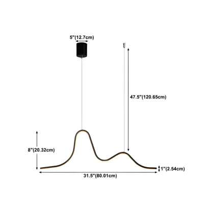Artistic Black Linear Adjustable Island Pendant Light #size
