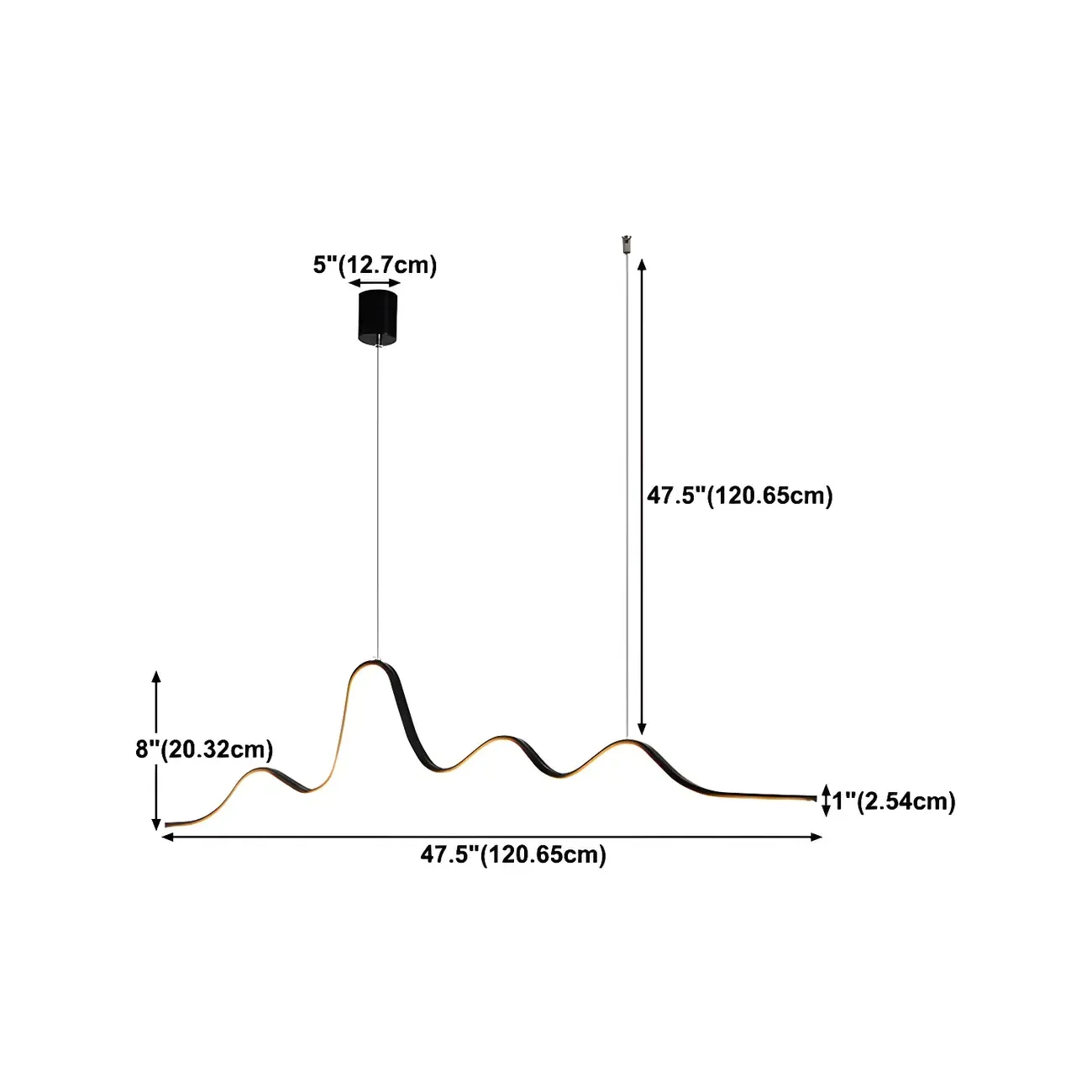 Artistic Black Linear Adjustable Island Pendant Light Image - 16