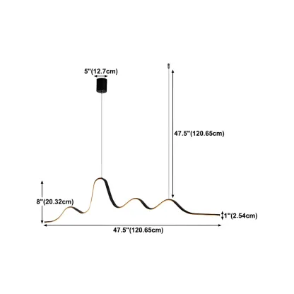 Artistic Black Linear Adjustable Island Pendant Light Image - 16